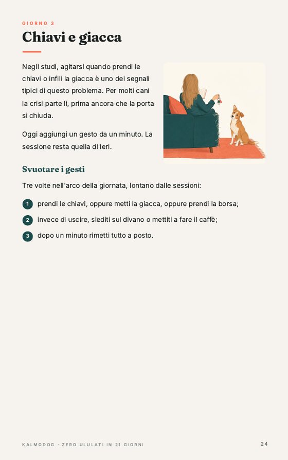 Una pagina del manuale: giorno 3, chiavi e giacca