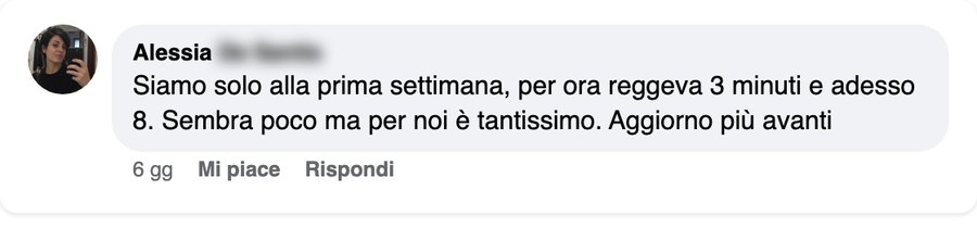 Il commento di Alessia, alla prima settimana