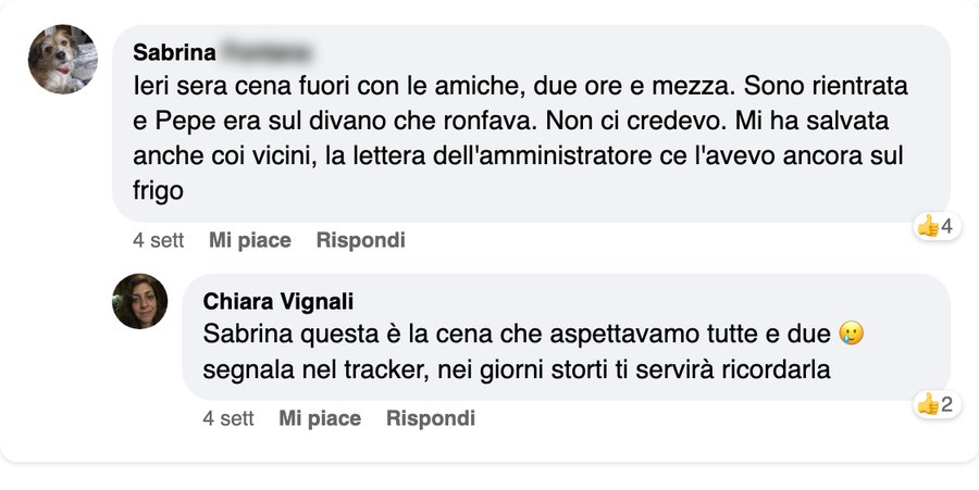 Il commento di Sabrina, con la risposta di Chiara